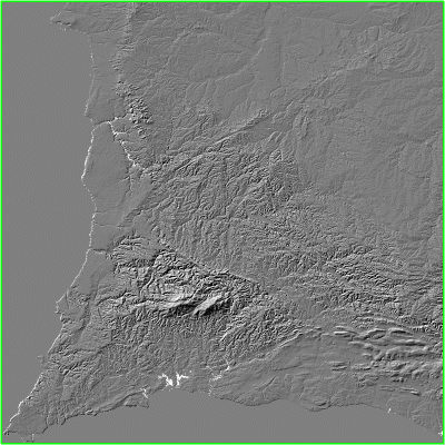 Terrain map Lommel-Seeliger monochrome relief method